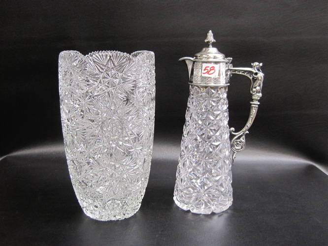 Appraisal: TWO CUT CRYSTAL TABLE ACCESSORIES One is a cordial decanter