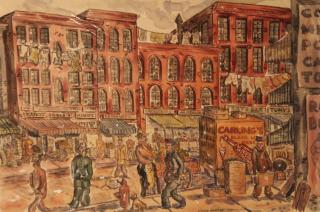 Appraisal: Milford Goldfarb American th c Lower East Side Street scene