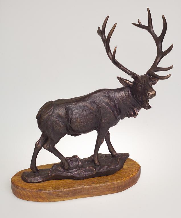 Appraisal: PATINATED BRONZE MODEL OF A STAG the handsome animal naturalistically