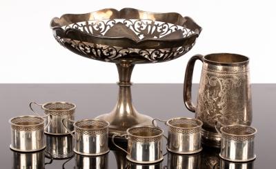 Appraisal: A silver comport Walker and Hall Sheffield with pierced border