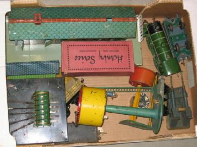 Appraisal: Playworn trains and accessories by Hornby comprising N Special clockwork