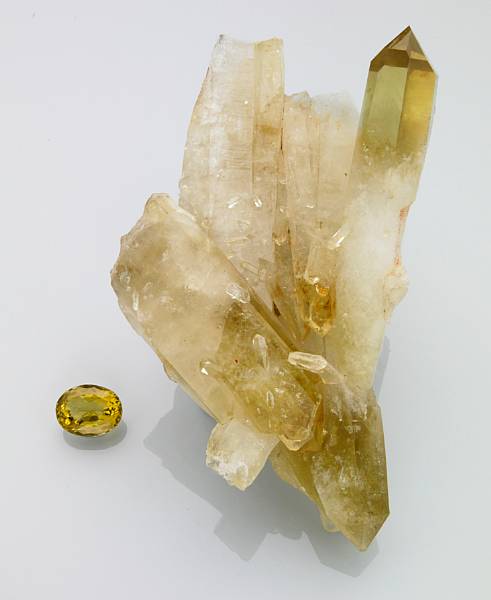 Appraisal: Citrine Rough and Cut Olkhovka Mine Ural Mountains Russia Discovered