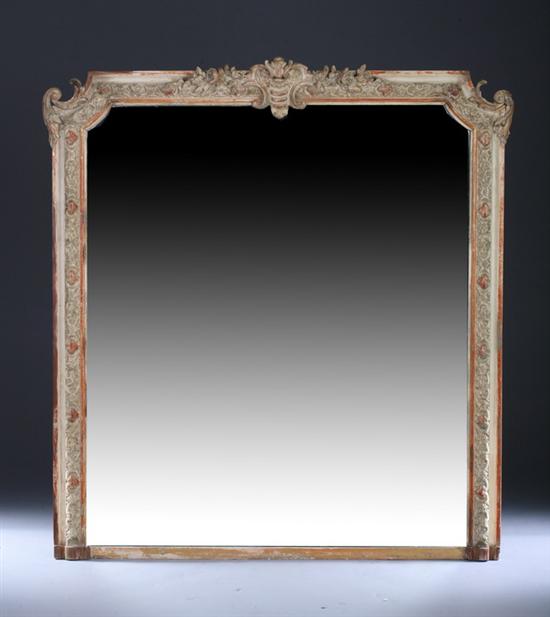 Appraisal: ROCOCO REVIVAL CREAM-PAINTED OVERMANTLE th century Rectangular with concave corners