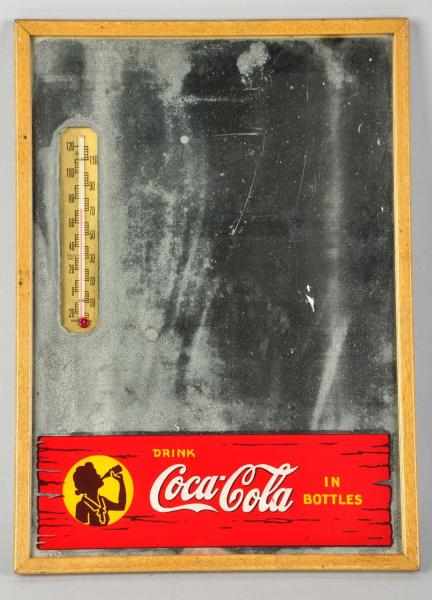 Appraisal: Coca-Cola Mirror Sign Circa Also includes a thermometer and left