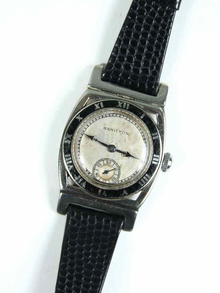 Appraisal: GENT'S WRISTWATCH - A K white gold and black enamel