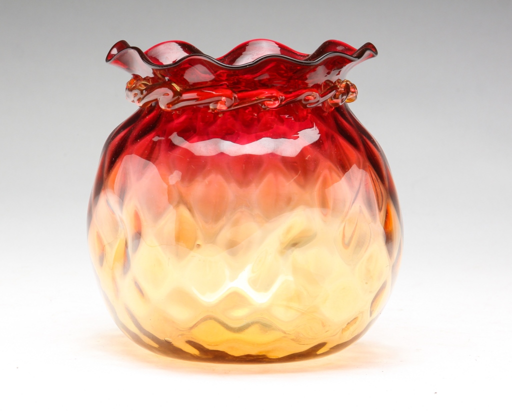 Appraisal: AMBERINA SACK GLASS VASE American fourth quarter th century Most