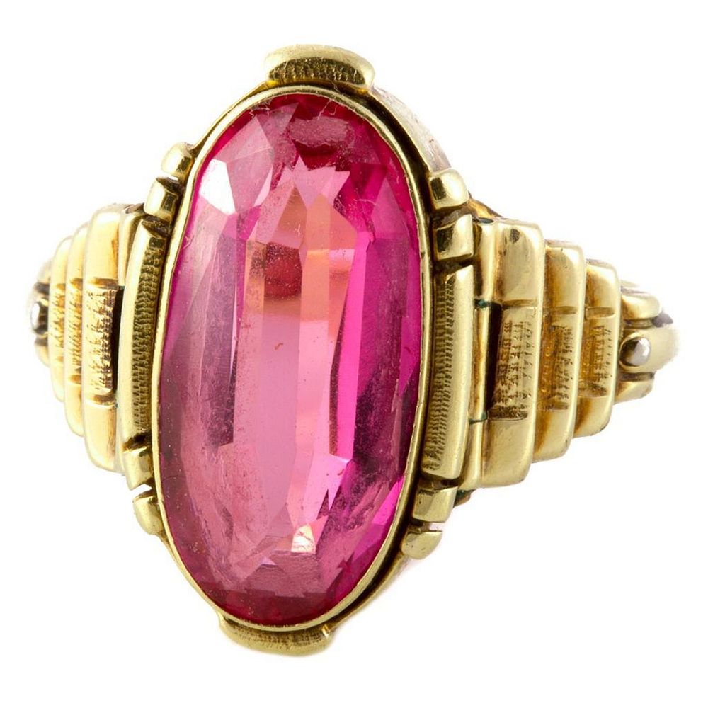 Appraisal: k Gold and Pink Stone Ring weighing approximately grams size