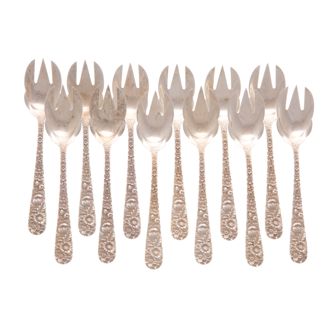 Appraisal: Set of Kirk Repousse sterling ice cream forks ozt Condition