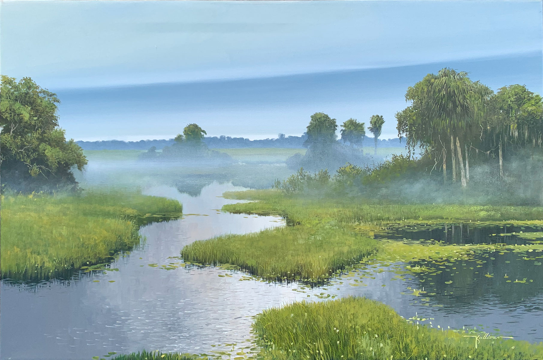 Appraisal: J SULLIVAN FLORIDA BACKWATERS PAINTING Oil Canvas '' x ''