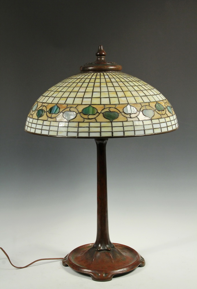 Appraisal: TIFFANY ART GLASS LAMP - Tiffany Studios Acorn Leaded Glass