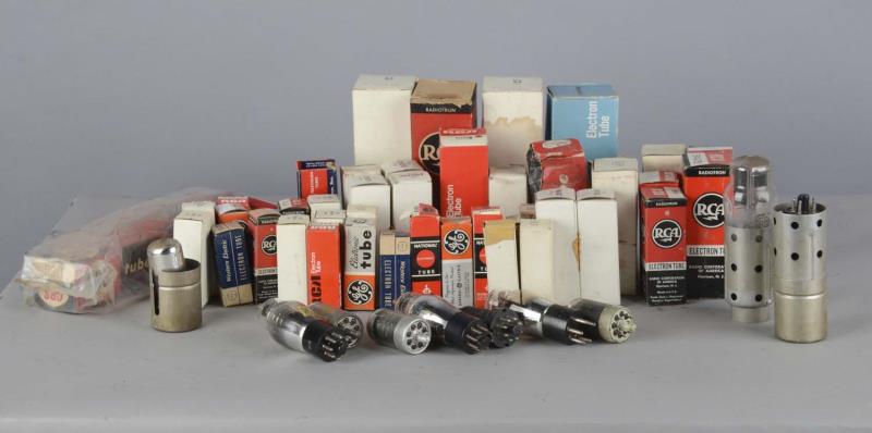 Appraisal: Box of Assorted Radio Electron Tubes A box of several