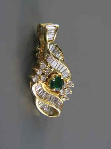 Appraisal: Emerald Diamond Pendant or Enhancer round emerald weighing carat surrounded