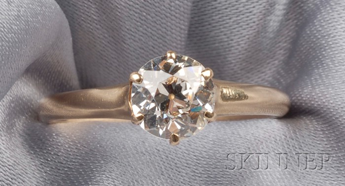 Appraisal: Antique kt Gold and Diamond Solitaire Tiffany Co prong-set with