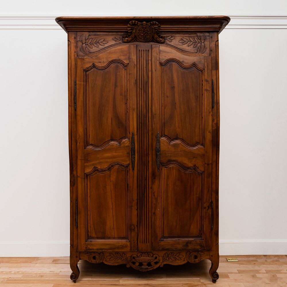 Appraisal: Louis XV Provincial Walnut Armoire ft in x ft x