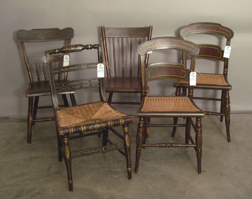 Appraisal: Seven paint decorated chairs th c