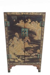 Appraisal: Fine Chinese Gilt Lacquer Qing Dynasty Signed Cabi Important Fine