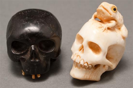 Appraisal: Continental or Chinese carved ivory skull and a Continental or