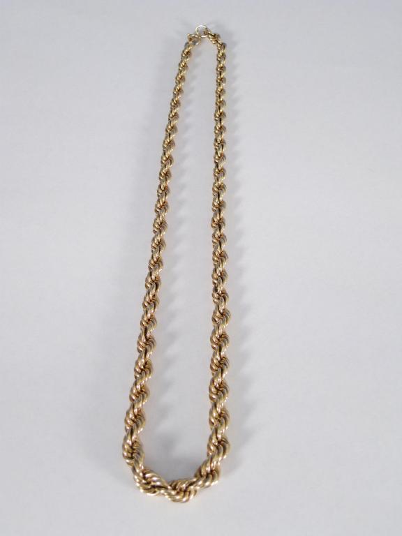 Appraisal: A modern ct gold rope twist Necklace London gms