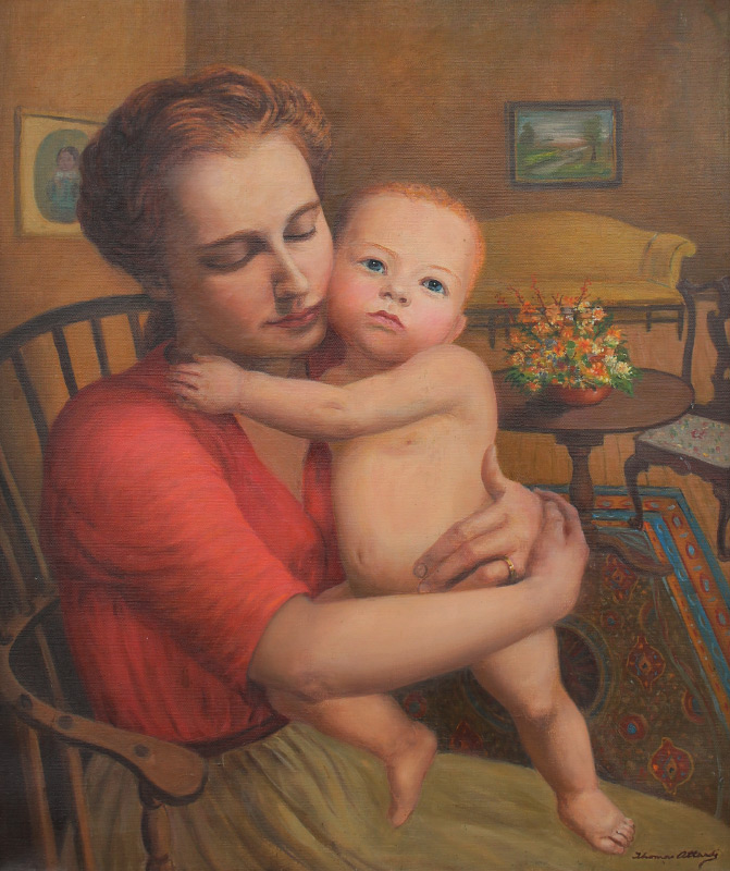 Appraisal: ATTARDI Thomas American - Mother and Child in an Interior