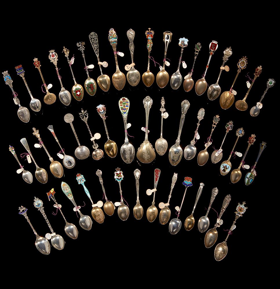 Appraisal: Assorted Silver Souvenir Spoons Forty nine assorted silver souvenir spoons