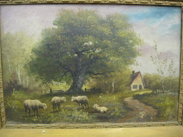 Appraisal: Victorian Oil of Sheep Cottage x fine quality