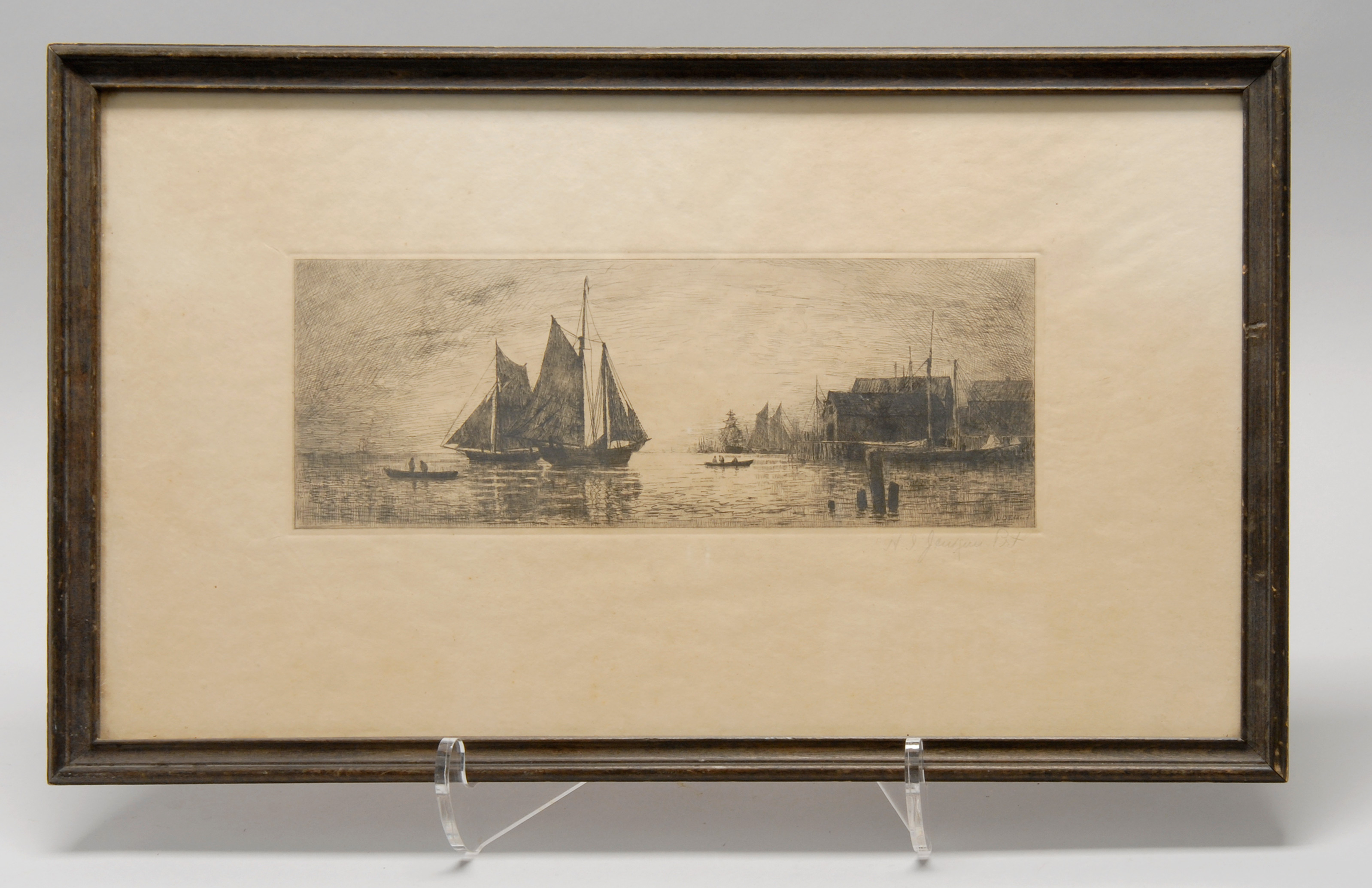 Appraisal: FRAMED ETCHING BY LEMUEL D ELDRED Harbor scene Illegibly titled