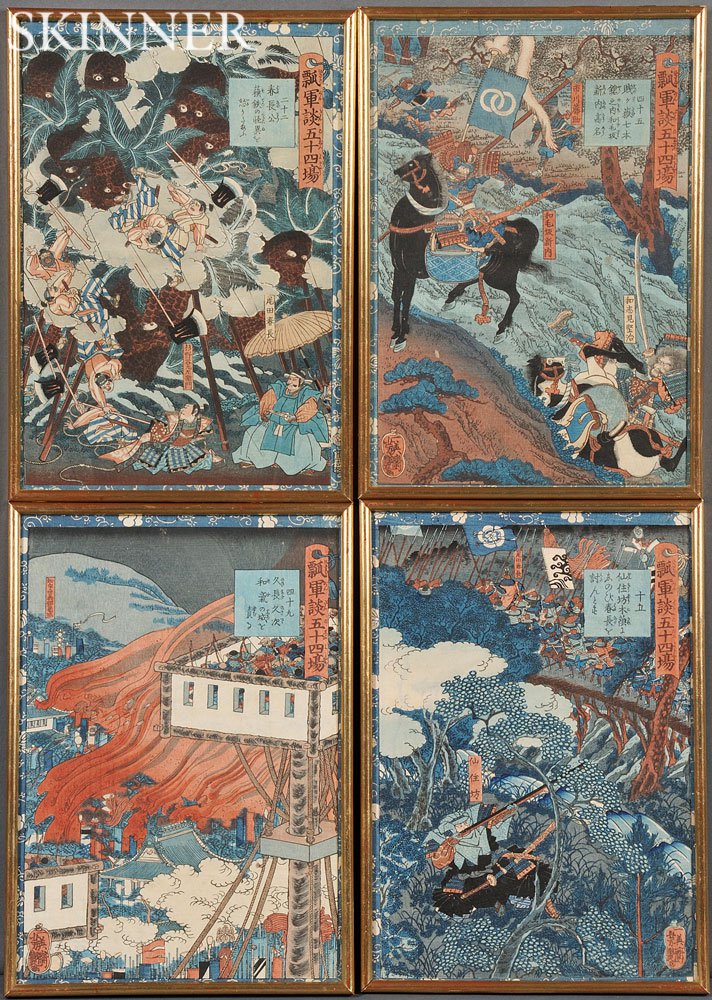 Appraisal: Four Utagawa Yoshitsuya - Woodblock Prints Japan th century the