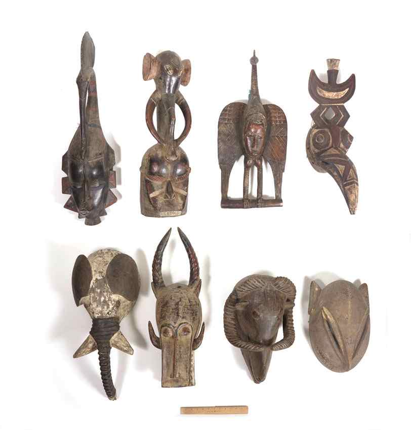 Appraisal: CARVED AFRICAN MIXED LOT OF AFRICAN ANIMAL THEMED MASKS ''