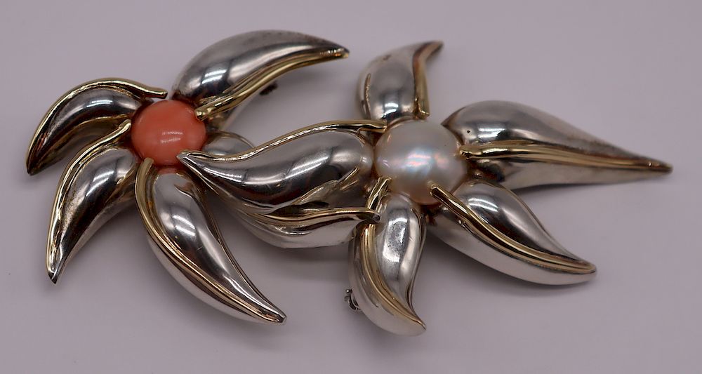 Appraisal: JEWELRY Tiffany Co Sterling kt Coral and Pearl Starfish Brooch