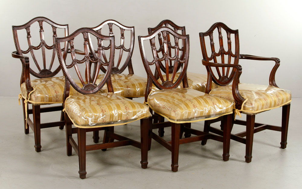 Appraisal: - Hepplewhite Shield Back Chairs Set of six Hepplewhite custom