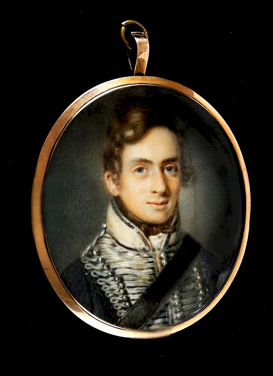 Appraisal: ATTRIBUTED TO JOHN COMERFORD - Miniature of Lt William Rhodes