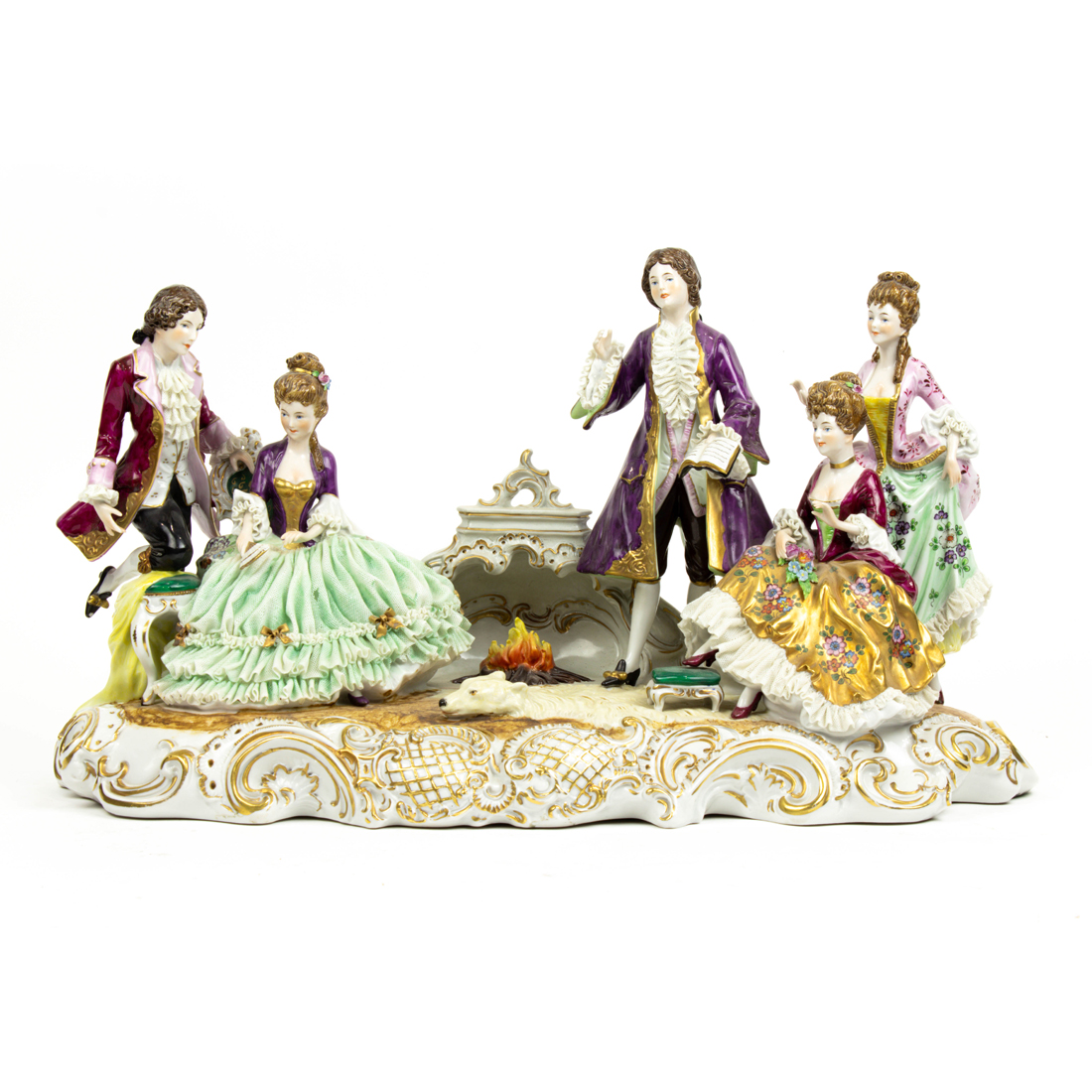 Appraisal: A GERMAN SHEIBE-ALSBACH PORCELAIN CRINOLINE GROUP A German Sheibe-Alsbach porcelain