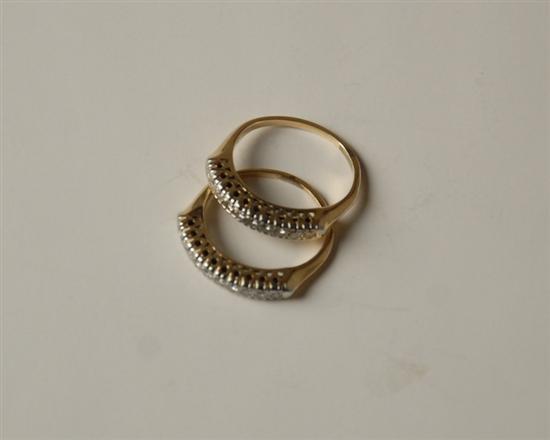 Appraisal: Pair of Diamond and Gold-band Ring Pair sc at -