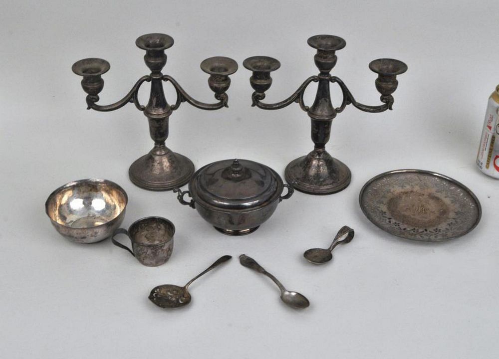 Appraisal: Group Nine Assorted Sterling Plate Items comprising a pair of