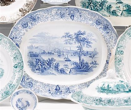 Appraisal: Historical light blue transferware platter thomas godwin burslem - Oval