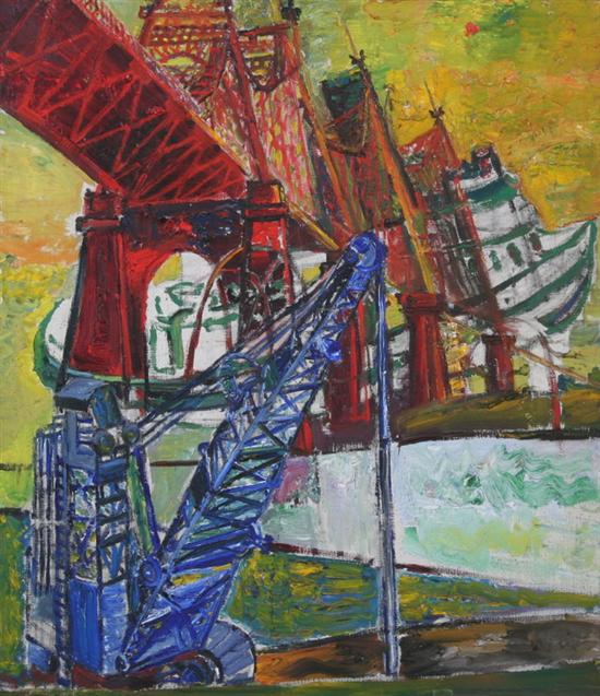 Appraisal: MAY JANKO American b THE TH STREET BRIDGE MANHATTAN signed