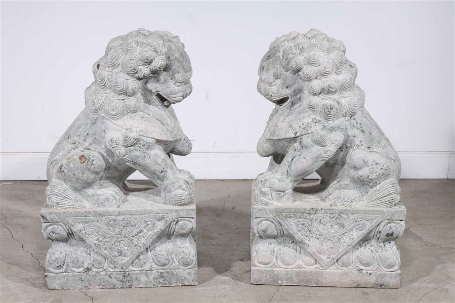 Appraisal: Pair of Chinese carved stone large and heavy Foo lions