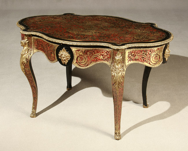 Appraisal: Napoleon III Ormolu Mounted 'Boulle' Marquetry Ebonized Center Table Circa