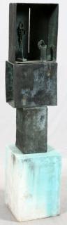 Appraisal: MODERN CONTEMPORARY BRONZE GARDEN SCULPTURE H W D Stacked block