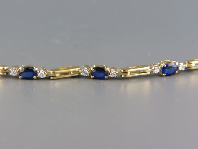 Appraisal: Sapphire Diamond Bracelet oval rich blue gems totaling carats and