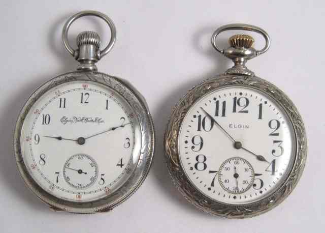 Appraisal: TWO ELGIN OPENFACE POCKET WATCHES model grade size jewels Dueber