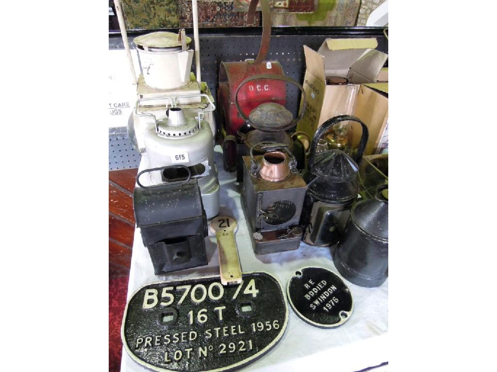 Appraisal: A collection of vintage railway lamps laterns of varying design