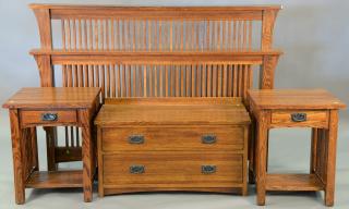 Appraisal: Four piece Mission Oak bedroom set to include queen bed