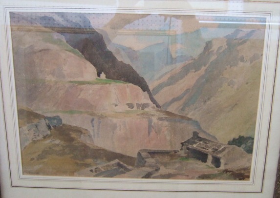 Appraisal: A group of three watercolours including a mountain scene signed