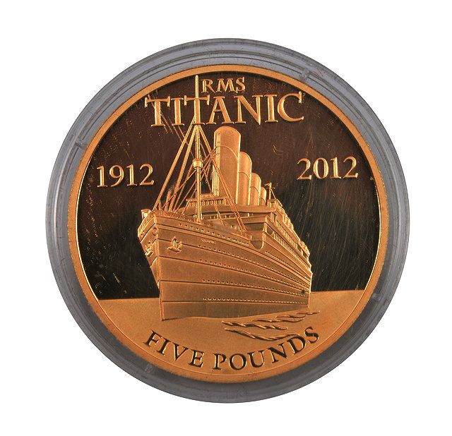 Appraisal: A TITANIC CENTENARY FIVE POUND GOLD COIN in original case