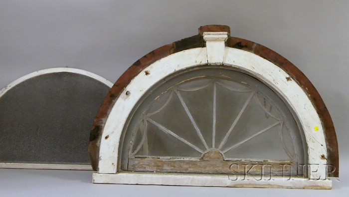 Appraisal: Federal-style Architectural Glazed Wooden Fan Light approx overall ht wd