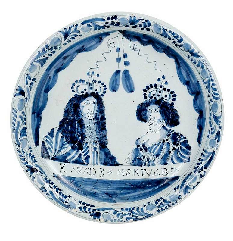 Appraisal: William and Mary Delft Blue and White Charger British or