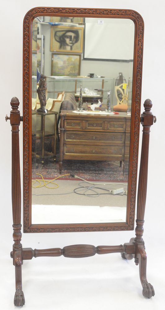 Appraisal: Chippendale Style Mahogany Cheval Mirror height inches width inches Chippendale