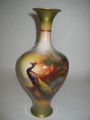 Appraisal: A ROYAL WORCESTER PORCELAIN VASE of inverted baluster form painted