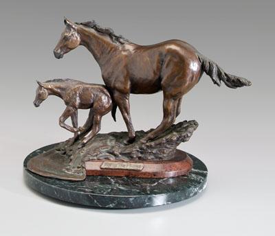 Appraisal: Suzann Fiedler equestrian bronze Suzann Fiedler Hoesman American th century